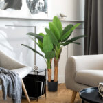 Pianta Artificiale di Banano Alta 120 cm con Vaso Incluso per Interni, Verde - immagine 6