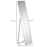 Specchio da Terra e Parete con Struttura in Alluminio per Camera, Ingresso e Bagno, 45x37x158,5cm - immagine 3