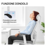 Sedia da Ufficio Ergonomica e Traspirante con Supporto Lombare Dinamico 4D, 64,5x62,5x112-122 cm, Multicolore - immagine 8