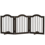 Cancellino per Cani Pieghevole a 3 Sezioni in Legno, 154,5x29,5x61cm, Caffè