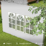 Pareti per Gazebo 3x3 o 3x4 con Finestrelle Incluse, in Plastica e Tessuto Oxford, 295x195 cm, Bianco - immagine 6