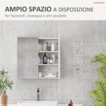 Armadietto a Specchio a 3 Ripiani Interni Regolabili, in Legno e Vetro, 60x15x60 cm, Bianco - immagine 4