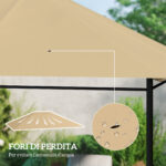 Tetto di Ricambio per Gazebo 4x3 m Anti UV in Poliestere con Presa d'Aria, Khaki - immagine 7