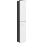 Colonna Bagno Salvaspazio in Legno con 2 Armadietti e Cassetto, 30x28x180 cm, Nero