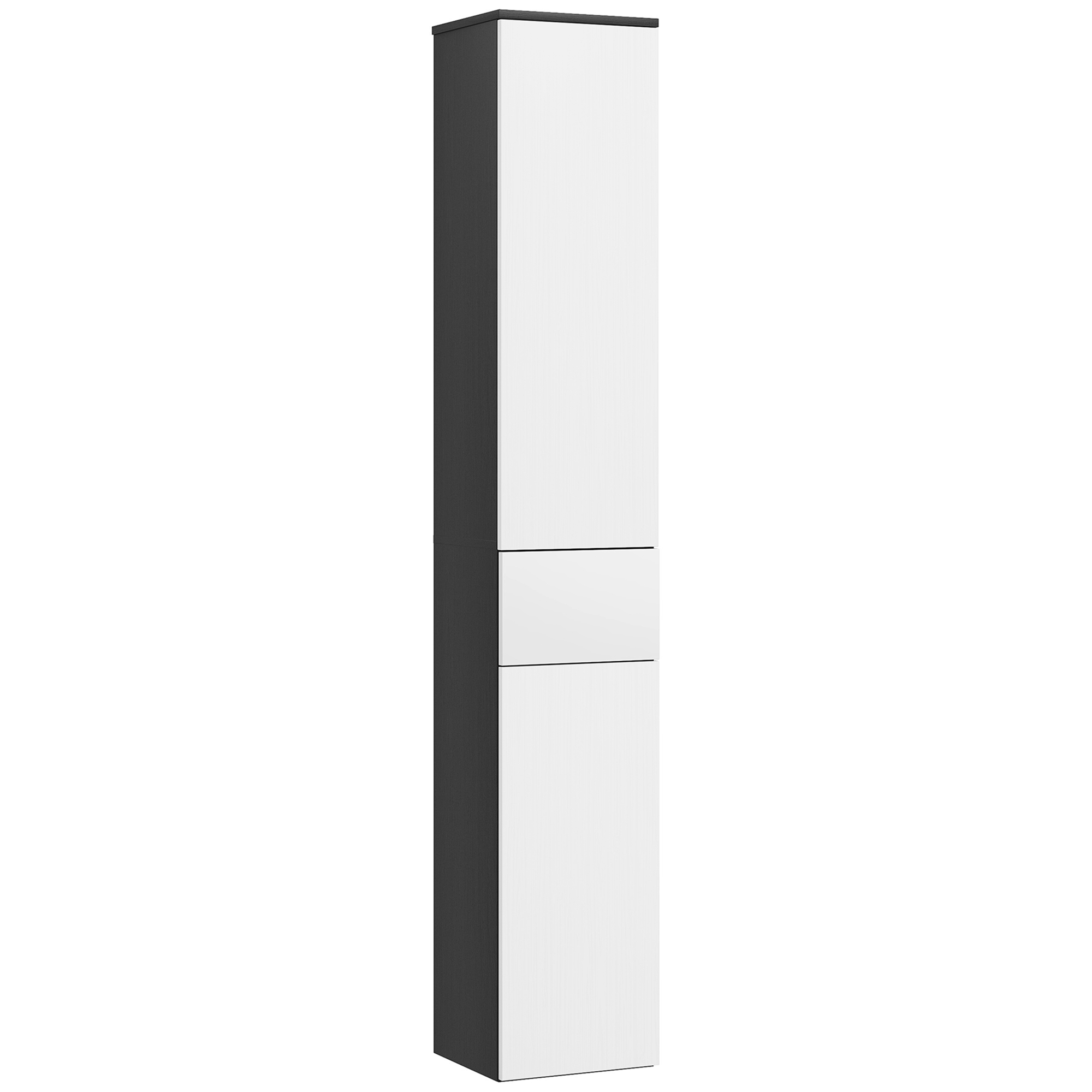 TLvc3419495e5e1dd.jpg Colonna Bagno Salvaspazio in Legno con 2 Armadietti e Cassetto, 30x28x180 cm, Nero - immagine 1