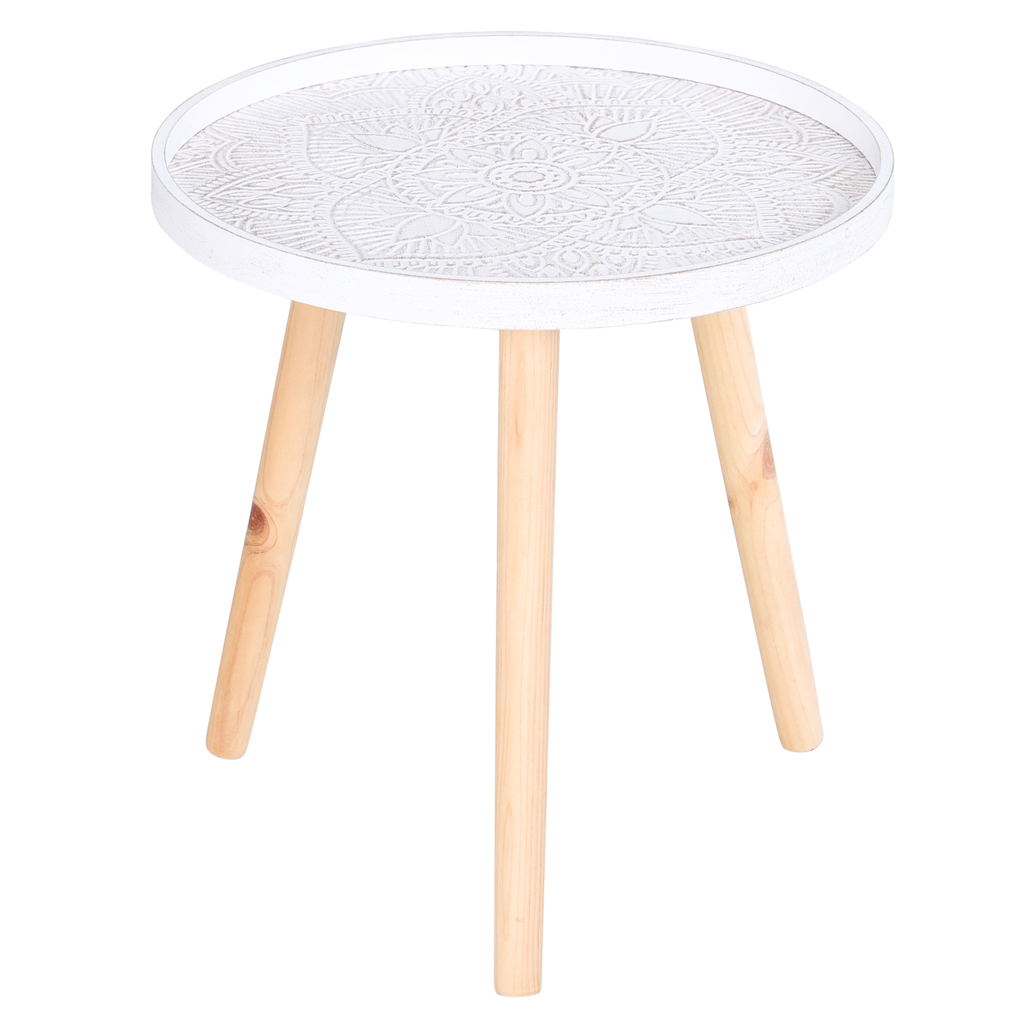 TQ1f8f194970bd9d2.jpg Tavolino da Salotto Rotondo con Bordo Rialzato in Legno, Φ40x40,5cm - Bianco e Oro - immagine 1