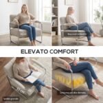 Poltrona Salotto e Poltroncina Camera da Letto in Ciniglia Morbida, Beige - immagine 4