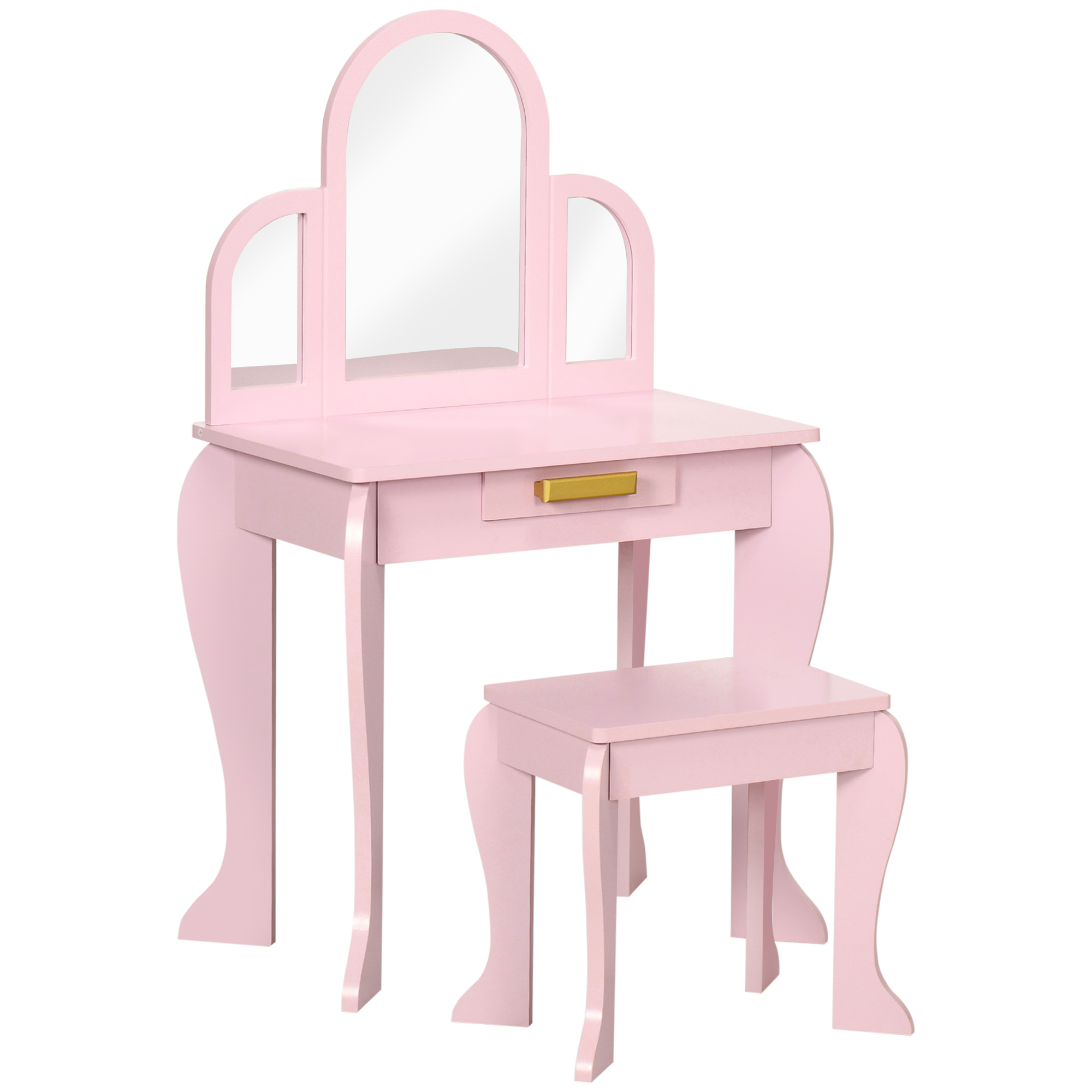 TXzcdb19aa1ad278e.jpg Tavolo per Trucco per Bambine 3-6 Anni con Sgabello, Cassetti e Specchio Coordinato in Acrilico, Rosa - immagine 1
