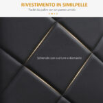 Set di 4 Sedie da Pranzo con Schienale Alto in Finta Pelle e Acciaio, 41x50x97cm, Nero - immagine 5