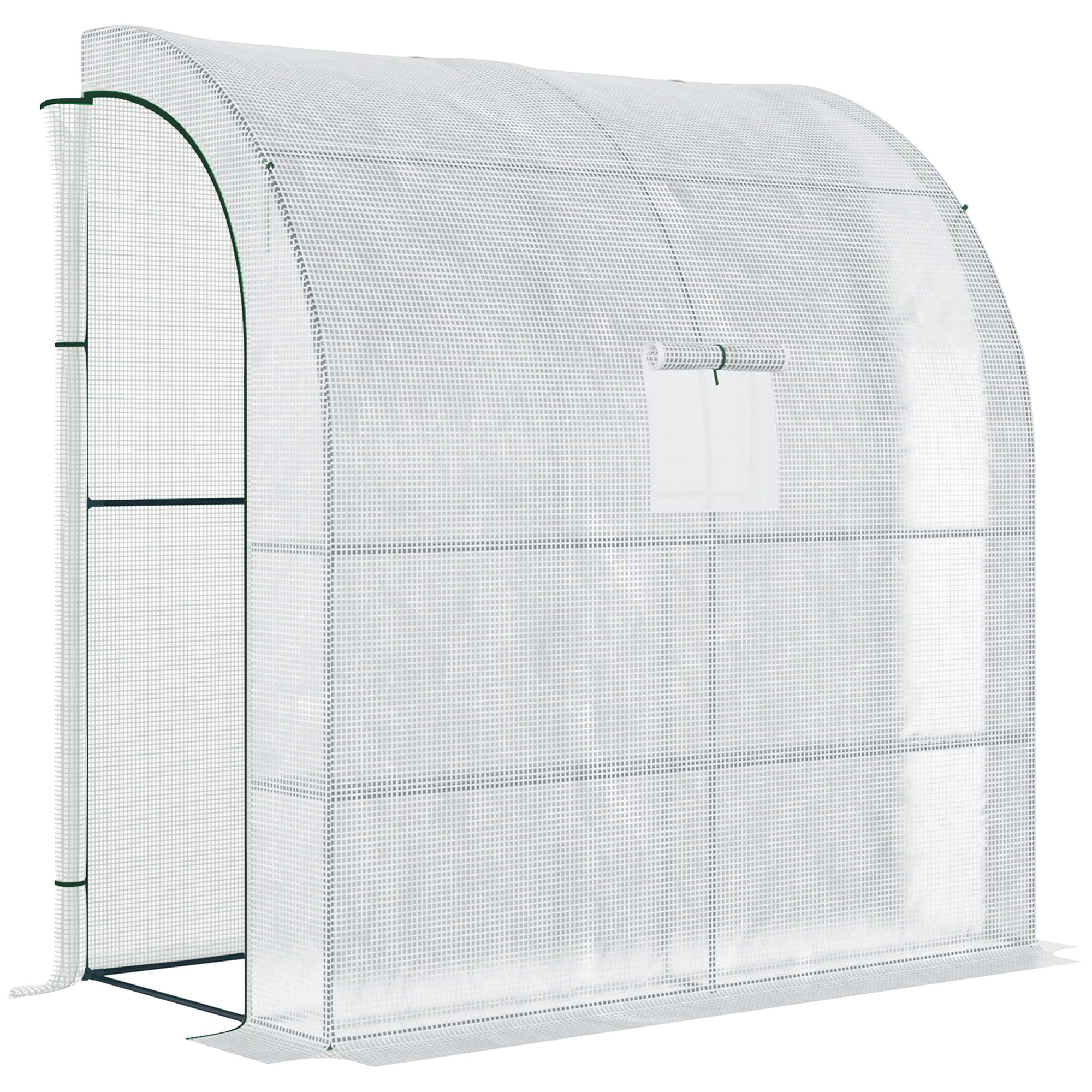 TaZ1d319bfd892167.jpg Serra Addossata a 3 Livelli con Porte e Finestre Avvolgibili, in PE e Acciaio, 2x1x215 cm, Verde e Bianco - immagine 1