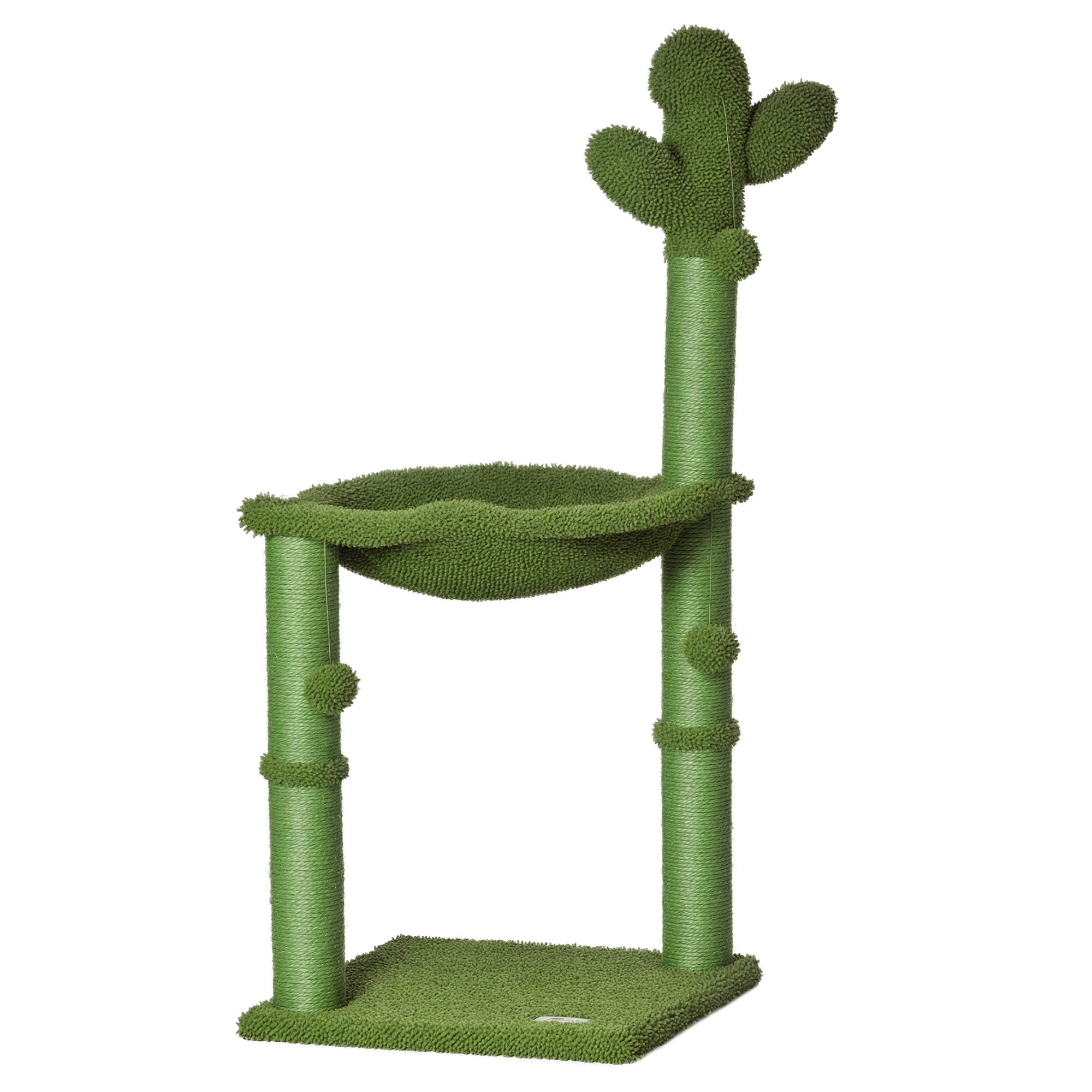 Tej52519842a4c97b.png Albero Tiragraffi per Gatti fino 4,5kg a Forma di Cactus con Palline e Amaca, 40x40x96cm - Verde - immagine 1