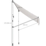 Tenda da Sole da Esterno 2x1,5m a Rullo con Manovella, Altezza e Angolazione Regolabile, Bianco - immagine 3