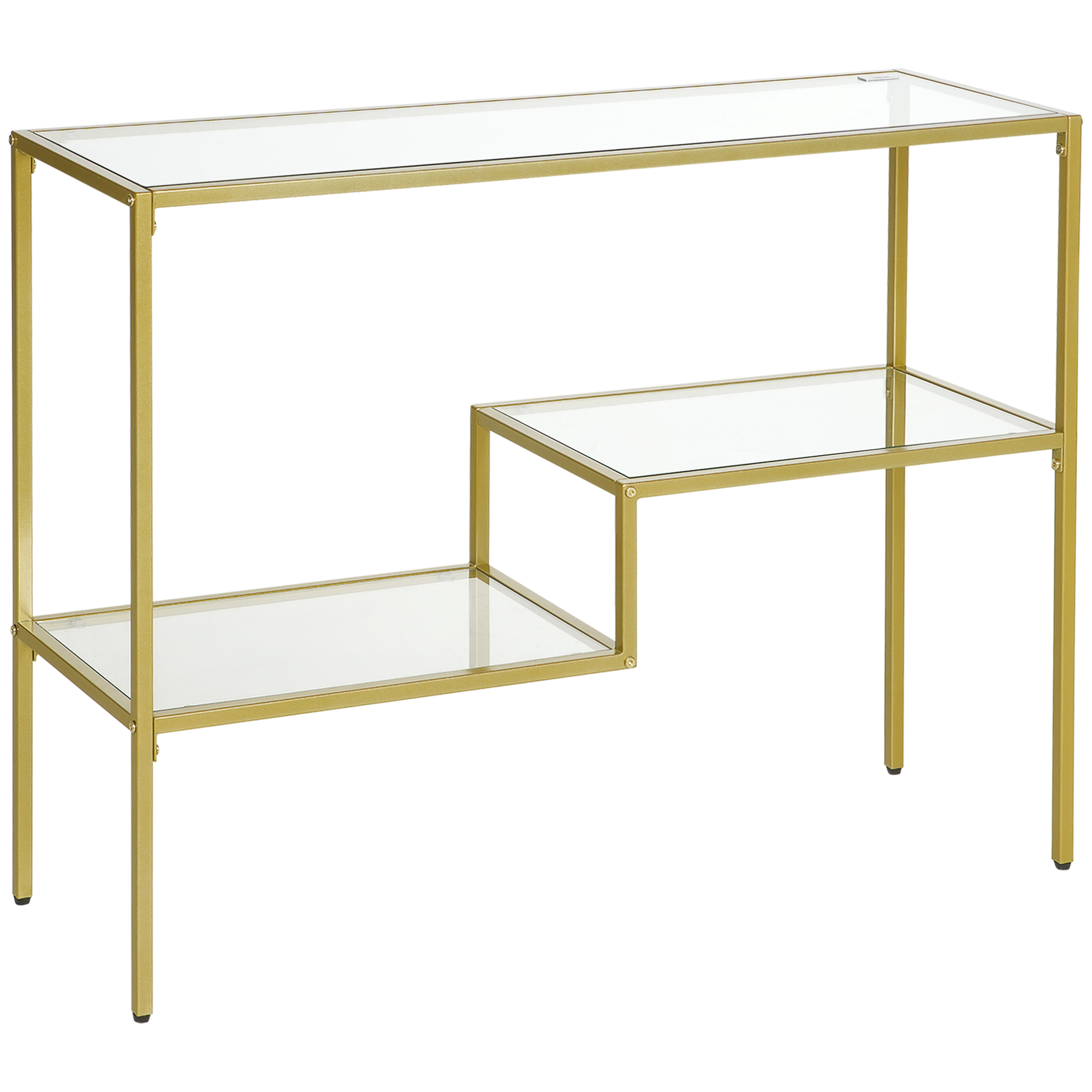 Tkg98a188f5498cc5.jpg Consolle da Ingresso a 3 Ripiani in Acciaio e Vetro Temperato, 1x32x76 cm, Oro - immagine 1