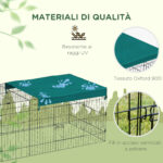 Gabbia per Conigli da Esterno e Interno con Tettuccio in Acciaio, 220x85x70cm, Verde - immagine 8