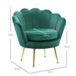 Poltrona Vintage di Design in Velluto Verde Poltroncina da Camera - immagine 3