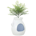 Lettiera per Gatti Antiodore a forma di Vaso con Paletta, in ABS e Acciaio Inox, 50x48,5x58,7 cm, Bianco