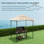 Copertura per Gazebo da Giardino per Barbecue 1,52x2,44 m a 2 Livelli in Poliestere 160gsm Beige - immagine 3