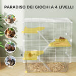Gabbia per Roditori Multilivello con Accessori Inclusi, in Acciaio, PET e PS, 73x47x80 cm, Bianco - immagine 4