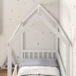 Struttura Letto per Bambini a Forma di Casetta con Doghe e Recinzione, in Legno di Pino, 96x195x165 cm, Bianco - immagine 9