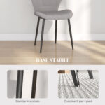 Set di 4 Sedie da Pranzo Moderne per Cucina e Soggiorno con Rivestimento in Flanella, Grigio - immagine 6