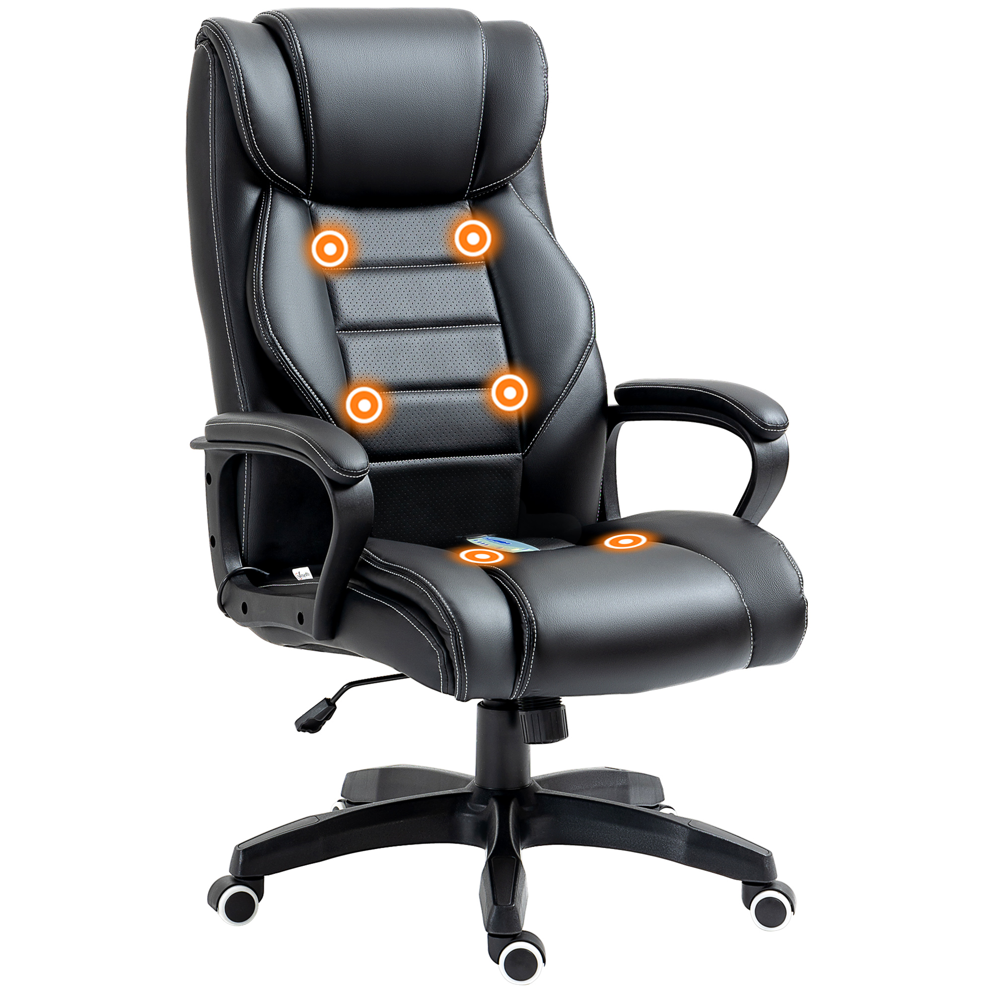 UW6f6918aca231e54.jpg Poltrona Ufficio con 6 Punti Massaggianti e Altezza Regolabile, Ergonomica e Schienale Inclinabile, in Semilpelle, Nero | Aosom Italy - immagine 1
