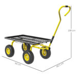 Carrello da Giardino in Acciaio con Capacità 150 kg e Maniglia Rivestita, 94x48,5x1 cm, Giallo e Nero - immagine 3