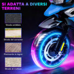 Moto Elettrica per Bambini con Rotelle, Specchietti e Poggiapiedi, in PP e Metallo, 85,5x44,5x56 cm, Blu - immagine 6