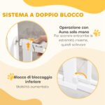 Cancelletto per Cani Estensibile con Porta a Chiusura Automatica, in Metallo e ABS, 75-131x76 cm, Bianco - immagine 4