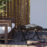 Tavolino da Giardino Pieghevole in Rattan Sintetico e Acciaio, Tavolino da Balcone Salvaspazio, 40x40x40cm, Marrone - immagine 2
