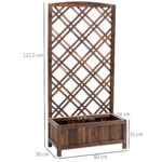 Fioriera da Esterno con Grigliato in Legno per Piante Rampicanti, 60x30x122,5 cm, Marrone - immagine 3