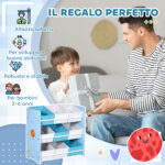 Mobiletto Portagiochi con 9 Cestini Rimovibili in MDF e Tessuto, 63x30x60cm, Azzurro - immagine 6