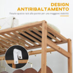 Appendiabiti in Bambù con Scaffale a 6 Livelli e Barra Attaccapanni, 90x30x145 cm, Legno Naturale - immagine 7