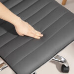 Sedia da Ufficio Ergonomica in Pelle PU con Altezza Regolabile, Seduta Girevole e Ruote, Grigio Scuro - immagine 8