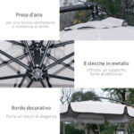 Ombrellone da Giardino a Braccio con Apertura a Manovella in Metallo e Poliestere, Ø2,7x2,7 m, Grigio - immagine 6