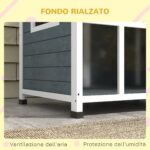 Cuccia per Cani Taglia Media da Esterno con Tetto Apribile in Legno, 101x66,5x70,5 cm, Grigio - immagine 6