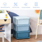 Cassettiera 6 Cassetti per Bambini 3-6 Anni con Bordi Arrotondati, Mobile Portagiochi in PP, 37x37x56,5cm, Blu - immagine 5