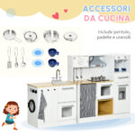 Cucina Giocattolo 2 Pezzi per Bambini 3-6 Anni con Utensili da Cucina, Luci ed Effetti Sonori, in MDF e PP - immagine 8