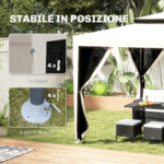 Gazebo da Giardino 3x3 m con Zanzariera, Doppio Tetto e 8 Fori, in Acciaio e Poliestere Bianco Crema - immagine 8