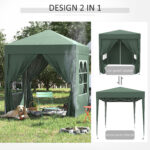 Gazebo 2x2 m Pieghevole con 4 Pareti Rimovibili e Borsa da Trasporto, in Metallo e Poliestere, Verde - immagine 4