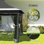 Gazebo da Giardino ad Altezza Regolabile con Zanzariera, in Poliestere e Metallo, 357x357x310 cm, Grigio Scuro - immagine 8