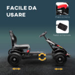 Go Kart a Pedali per Bambini 5-12 Anni in PP e Metallo Nero con Sedile Regolabile e Freno a Mano, 121x58x61 cm - immagine 5