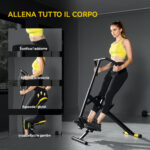 Macchina Total Crunch Pieghevole con Seduta Regolabile, in Metallo e Plastica, 57x105x115 cm, Giallo - immagine 7