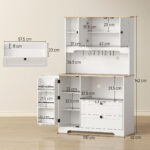 Credenza Cucina con 3 Armadietti, 2 Cassetti, Ripiani Regolabili e Portaspezie, 1x40x62 cm, Bianco - immagine 3