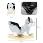 Cavallo a Dondolo a Forma di Cane Husky per Bambini da 18-36 Mesi, 60x33x50cm, Grigio - immagine 3