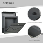 Cassetta Postale in Acciaio Zincato con Portagiornali e 2 Chiavi di Sicurezza, 37x10,5x37 cm, Grigio - immagine 5