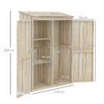 Casetta da Giardino in Legno di Abete con 2 Porte e Ripiani, 120x57x183cm, Naturale - immagine 3