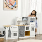 Cucina Giocattolo 2 Pezzi per Bambini 3-6 Anni con Utensili da Cucina, Luci ed Effetti Sonori, in MDF e PP - immagine 2