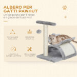 Albero Tiragraffi per Gatti in Peluche con Palo in Sisal, Cuccia e 2 Palline, 40x30x43cm, Grigio - immagine 4