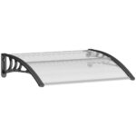 Pensilina da Esterni Impermeabile e Anti-UV, in PC, PP e Alluminio, 75x1x23 cm, Trasparente e Nero
