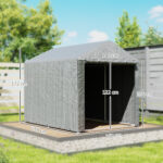 Capanno Porta Attrezzi e Tenda Garage per Bici e Moto con Copertura Anti-UV, 1,6x2m, Grigio Chiaro - immagine 3
